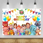 Фон для фотосъемки детей на 1-й день рождения, с изображением торта, лент и воздушных шаров, декор для обеденного стола