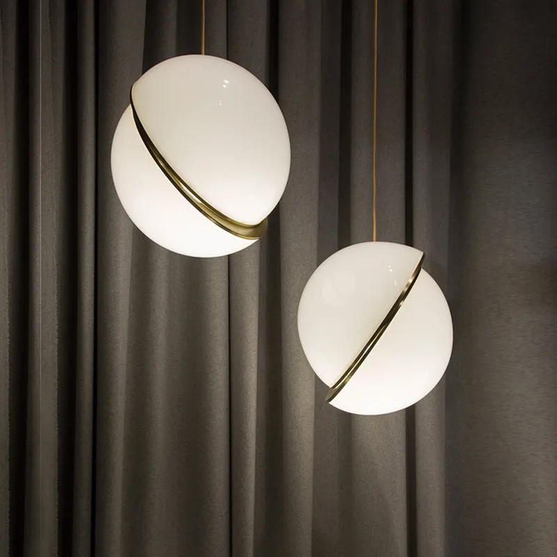 Стеклянная Подвесная лампа Rund в скандинавском стиле светильник белого и