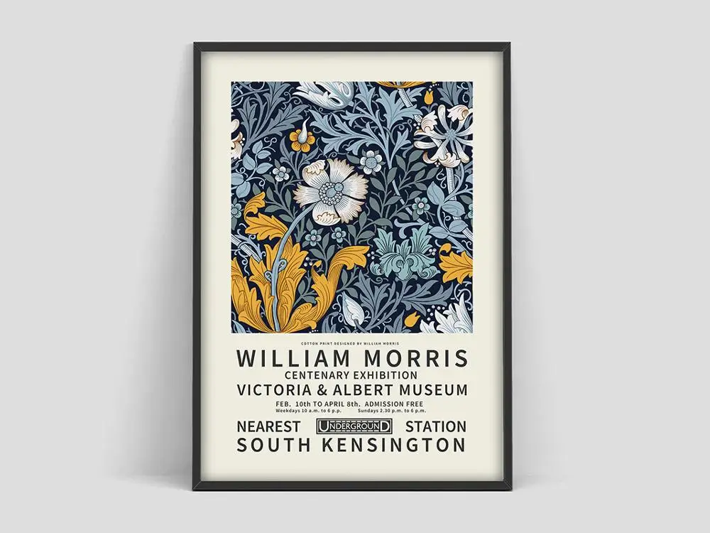 

William Morris Poster Classic Print Flower Pattern Exhibition Art Canvas Painting Picture for Gallery Home Decor No Frame