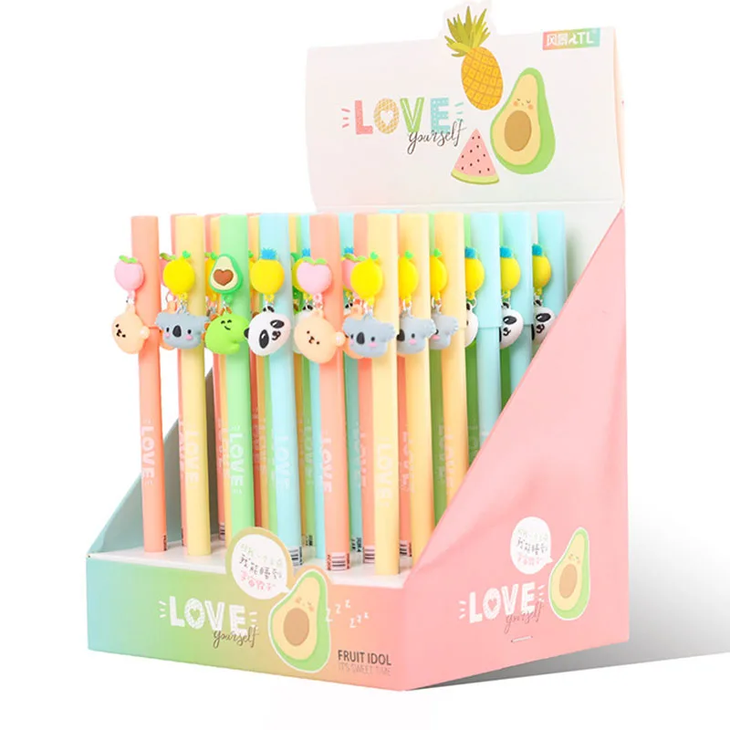 

36 pcs/lot Cartoon Animal Panda Koala Erasable Gel Pen Blue Ink Signature Pens Promotional Gift Stationery School Supplies