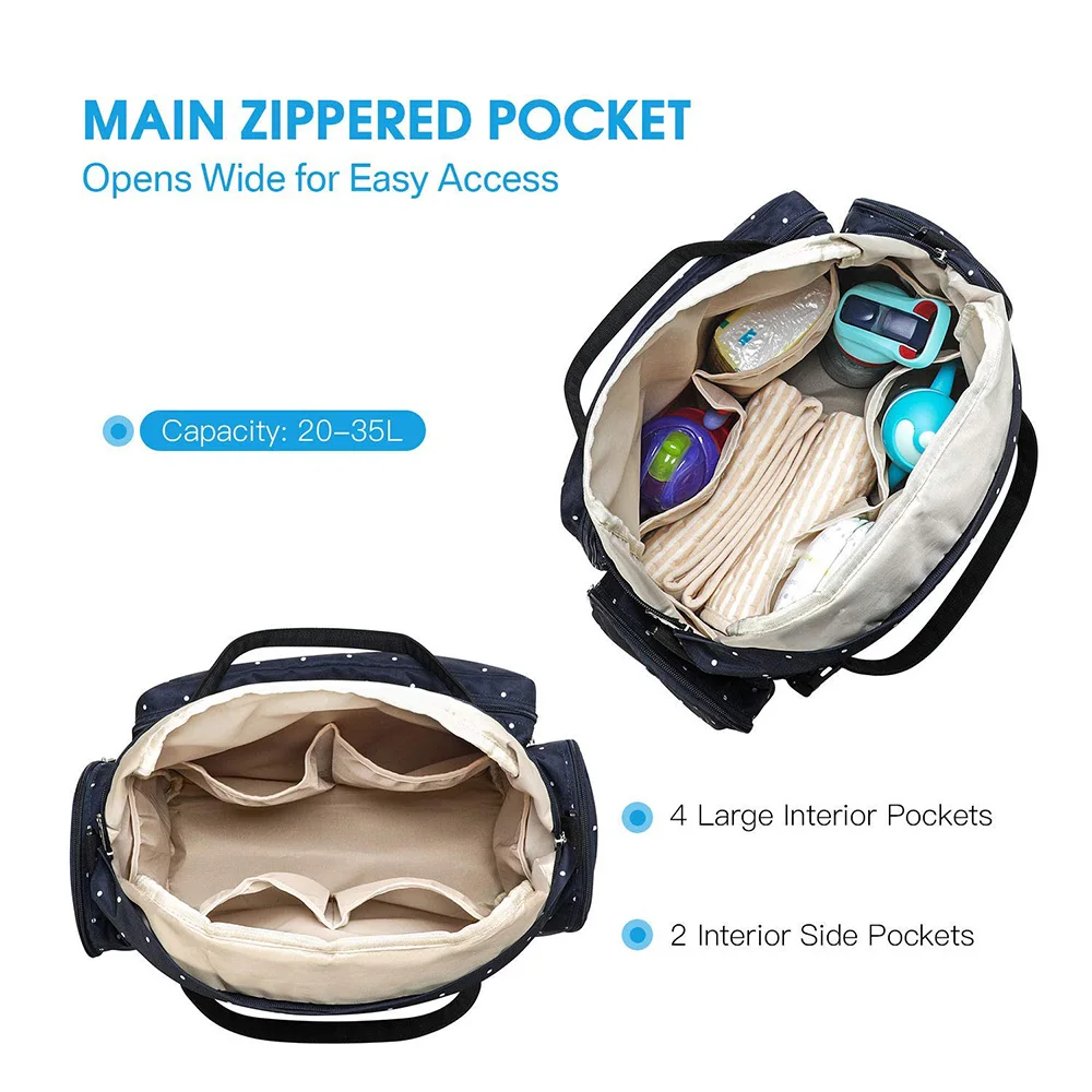 

Baby Nappy Bag Diaper Shoulder Bag Organizer Multi-Function Travel Backpack With Strap Nappy Changing Pad Pockets for Mom