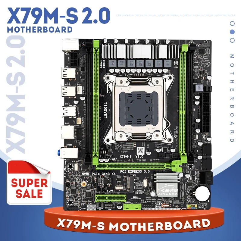 Материнская плата для чипсета Чиа X79 материнская LGA2011 USB2.0 2-канальная DDR3 64 Гб ОЗУ