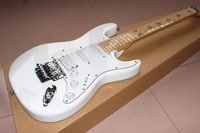 custom shopelectric guitar white color flame maple top gitaarhandmade 6 stings guitarramaple fingerboard