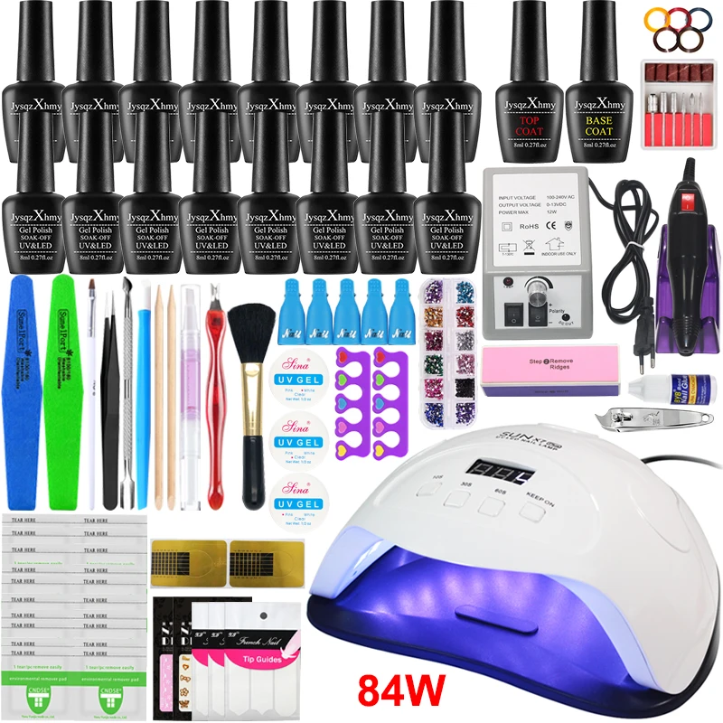 84/80/54/24 Вт набор для ногтей УФ светодиодная лампа гель лаков и электрическая дрель