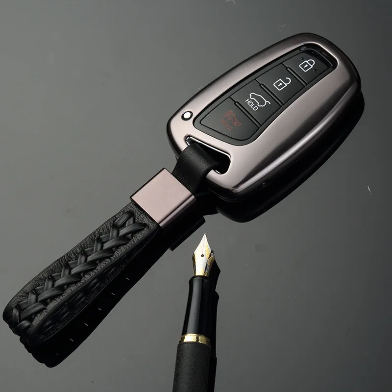 

Aluminum Alloy Car Keys Shells Key Protective Cover For Hyundai ix45 Grand Santa Fe Equus Genesis 2013 -2016 3/4button key