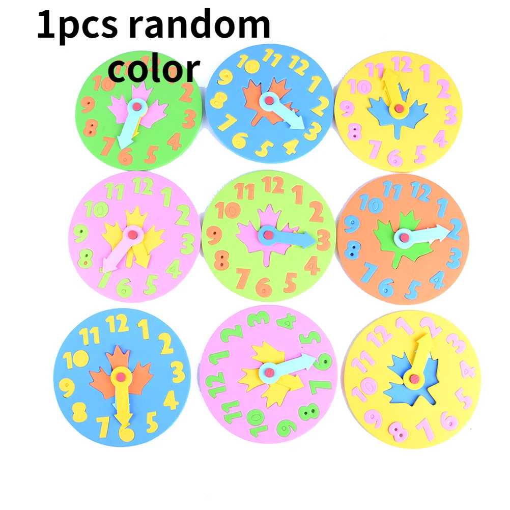 

1pcs Kindergarten Manual Diy Eva Clock Early Learning Education Baby Toys Montessori Teaching Aids Math Toys Random Color