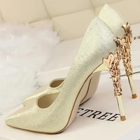metal carved thin heel high heels pumps women shoes 2020 sexy pointed toe ladies shoes fashion candy colors wedding shoes woman
