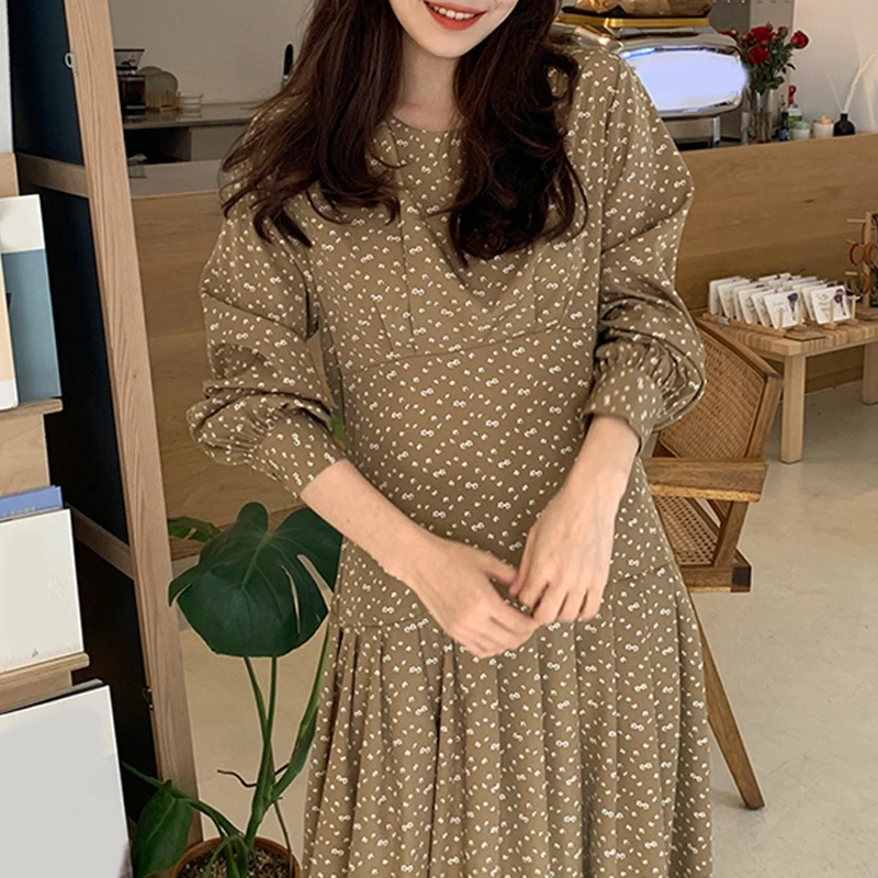 RICININA свободное платье для женщин весна длинный рукав о-образный вырез имперский