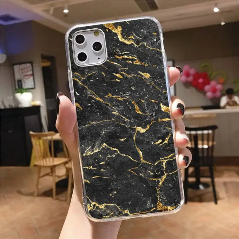 

Colorful Balck Gold Marble Pattern Phone Case Transparent for iPhone 6 7 8 11 12 s mini pro X XS XR MAX Plus cover funda shell