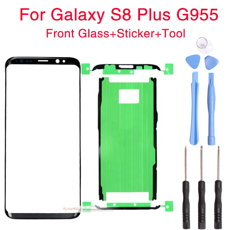 1 шт. экран Сенсорная панель Замена для samsung Galaxy S8 S9 S10 Plus G950F G960 G965 передняя внешняя стеклянная линза с наклейкой+ инструмент - Цвет: S8 Plus Sticker Tool