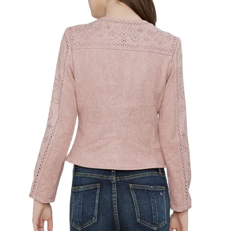 Куртка женская замшевая из искусственной кожи TMODA277 модное ажурное мотоциклетное