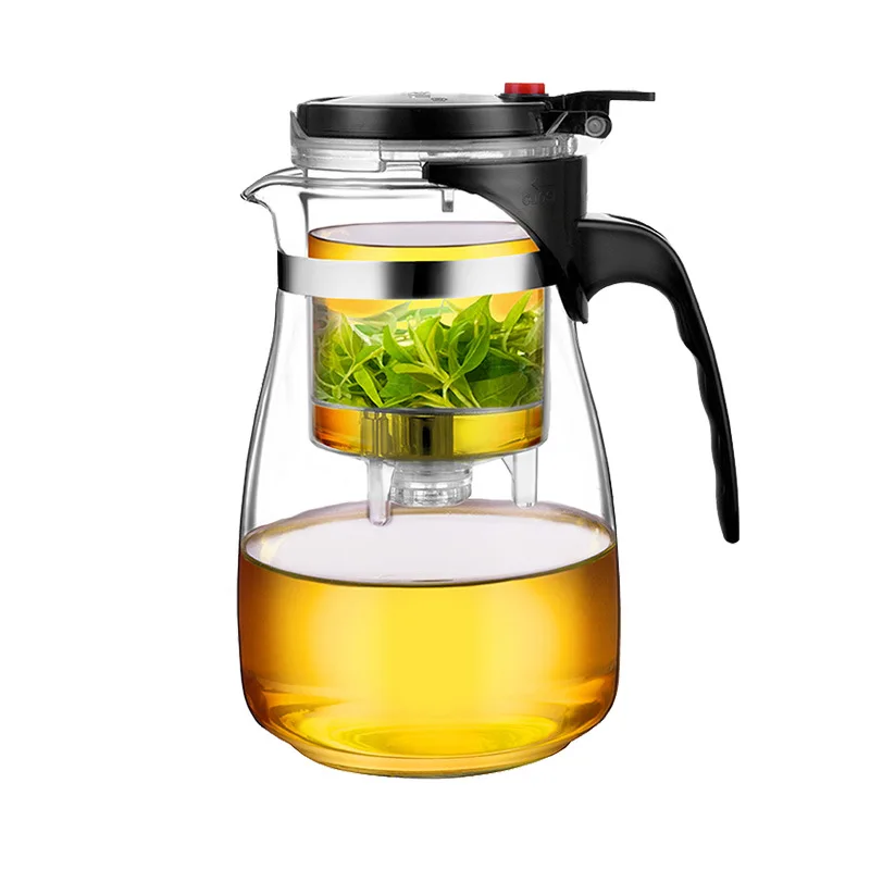 

500/750/900/1200/1800ml Kungfu Teapot Tea Water Separation Filter Heat-resistant Smooth Glass Household Teacup Set