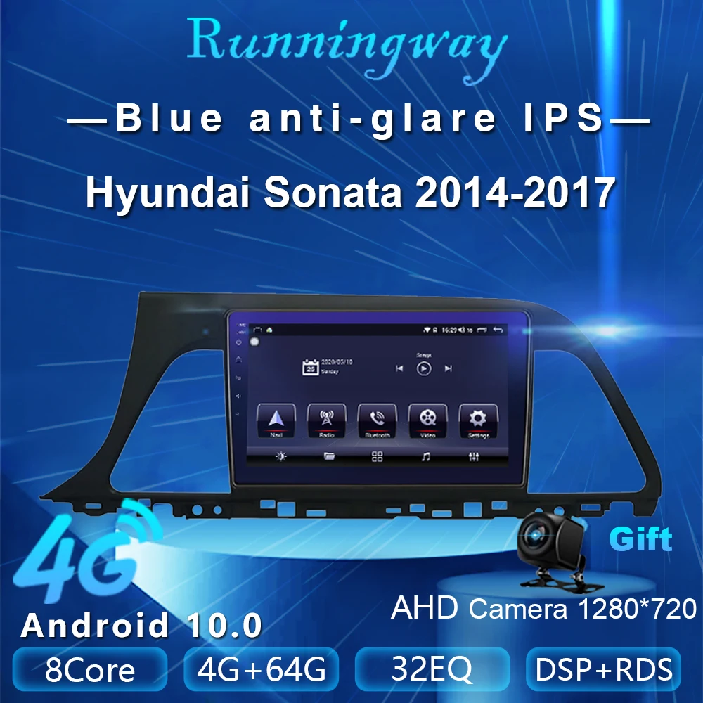 Runningway Android 10 0 5G автомобильный DVD плеер для Hyundai Sonata 2014 2017 4G + 64G автомобильное радио