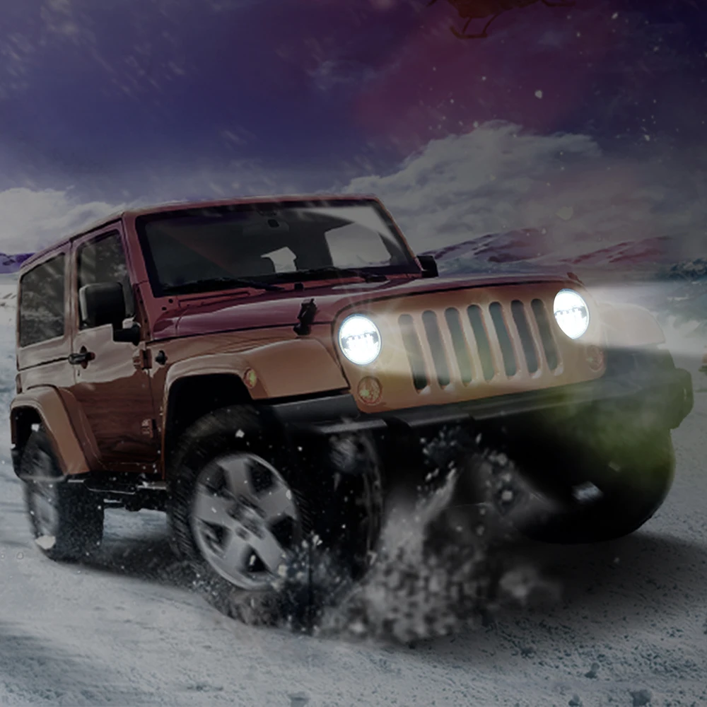 

2PCS 7Inch LED YERSIDA 4x4 suzuki samurai For Jeep Wrangler Off Road with Halo Ring Amber Turn Signal For Lada Niva Urban