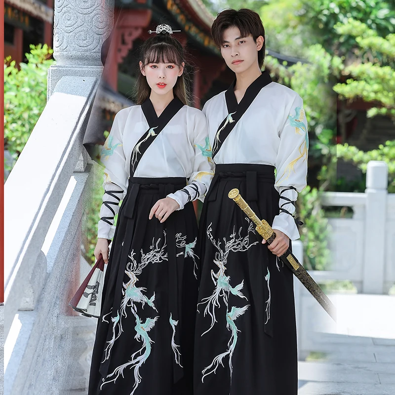 Wu Xiake hanfu men and women the model of traditional embroidery collar waist Ru skirt outfit | Hanfu