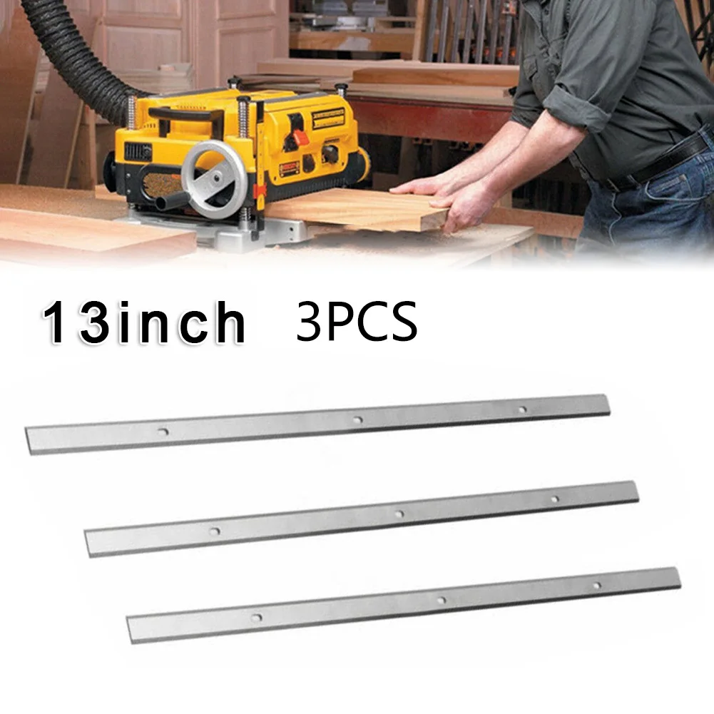 

3Pcs 13" Planer Bladex HSS Planer Blade Double Edge Cutting Set Power Woodworking Machine Tool Part For Metabo DH330 DH316