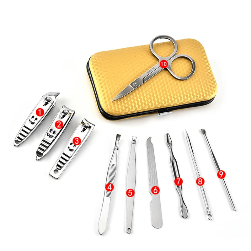 10 шт./компл. маникюрные инструменты для ногтей комплект машинка стрижки волос