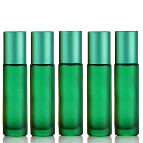 5pcs Green 1/5/10 шт 10 мл Портативный матовый цветной толщиной Стекло ролик эфирное масло в виде флаконов парфюма для путешествий многоразового роликовый флакон - Цвет: 5pcs Green