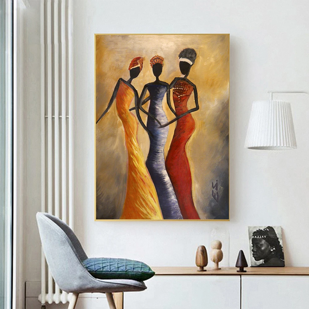 

African Woman Portrait Abstract Oil Painting on Canvas Posters and Prints Scandinavian Canvas Art Wall Picture for Living Room