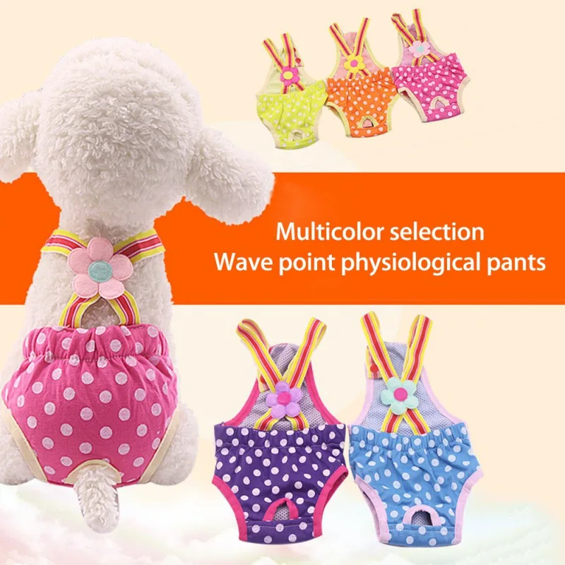 Dots Print Dog Shorts Diaper Sanitary Physiological Pants Washable Female Pet Short Panties Menstruation Underwear Briefs