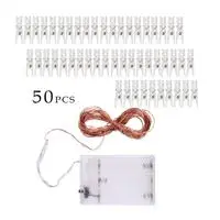 50led battery 50/100 светодиодный зажим для фото USB светодиодный шнур рождественские фонари Открытый батарея работает гирлянда, рождественские украшения для вечеринки свадьбы Рождества - Испускаемый цвет: 50led battery