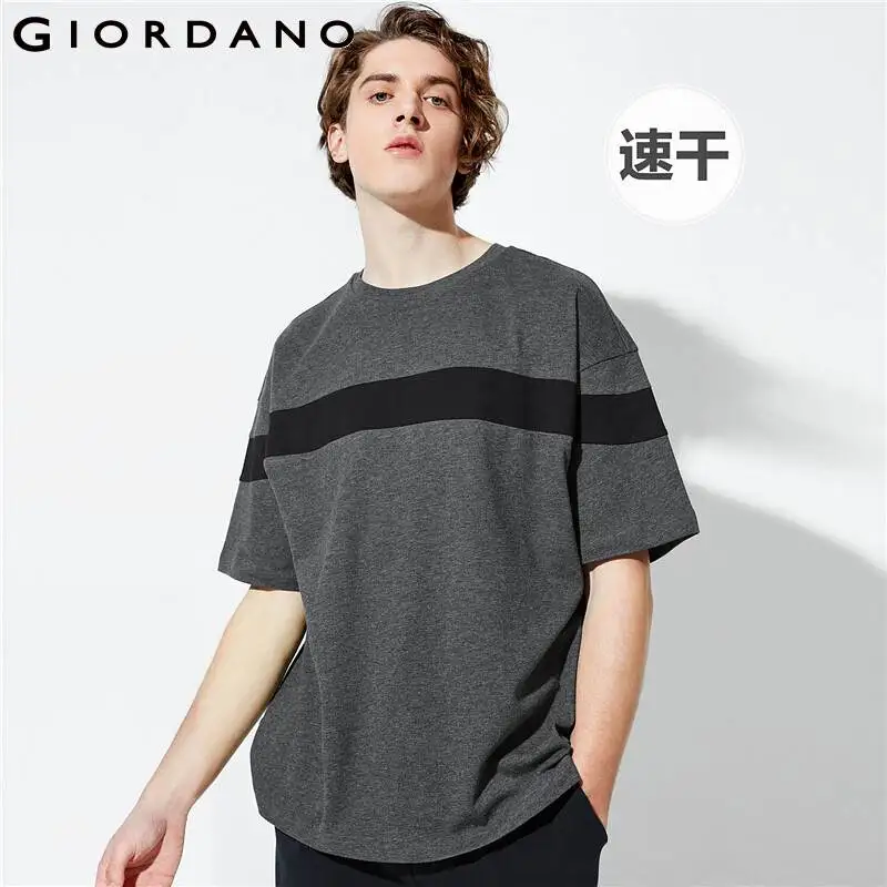 Мужская быстросохнущая футболка Giordano Спортивная с круглым вырезом под горло и