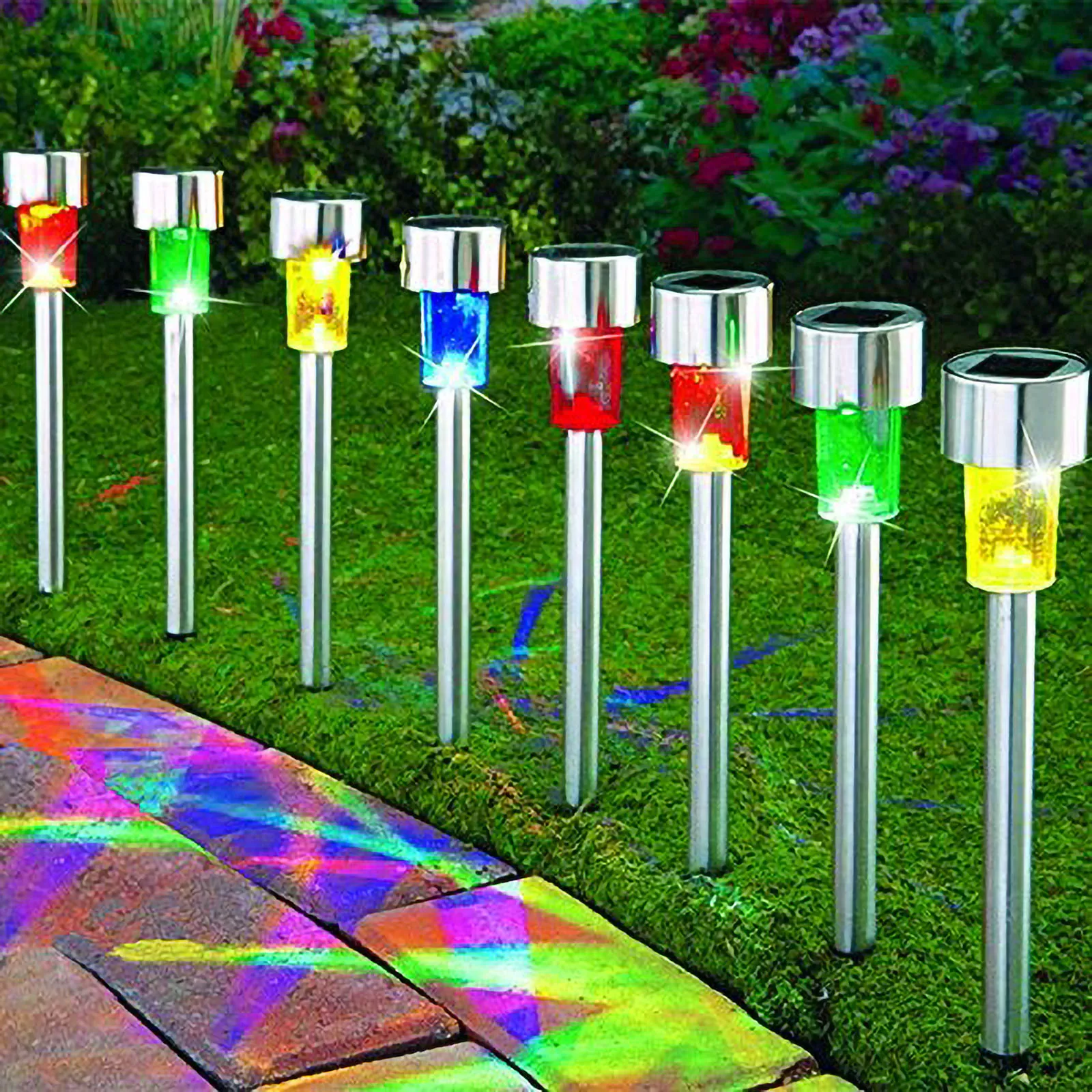 

Garden Decor 12pc Stainless Steel Solar Small Tube Light Mini Solar Ground Plug Light Garden Decoration Outdoor Light