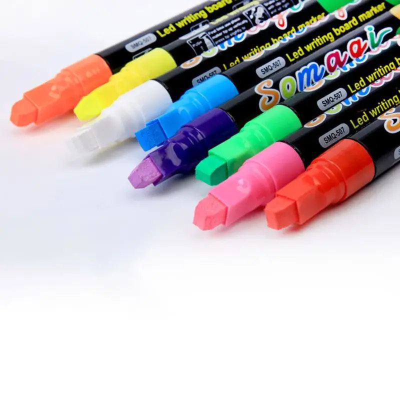 8 Colors Highlighter Fluorescent Liquid Chalk Marker Neon Pen For LED Writing Board Blackboard Glass Painting Graffiti Supply | Канцтовары