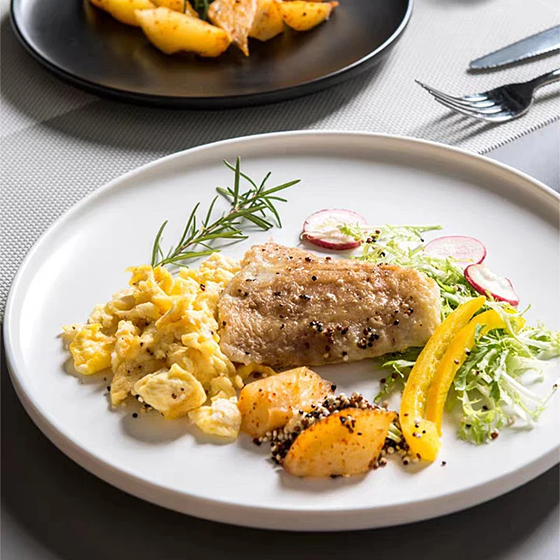 Матовая керамическая тарелка блюдо для стейка обеда салатная еды фон фотосъемки