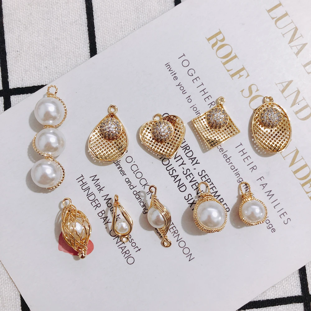 Медные жемчужные эллиптические круглые золотые серьги сделай сам подвесные