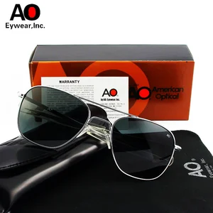 Aviation ao logo glass sunglasses women men with Original box 2021 rectangle American Army Military  in USA (United States)