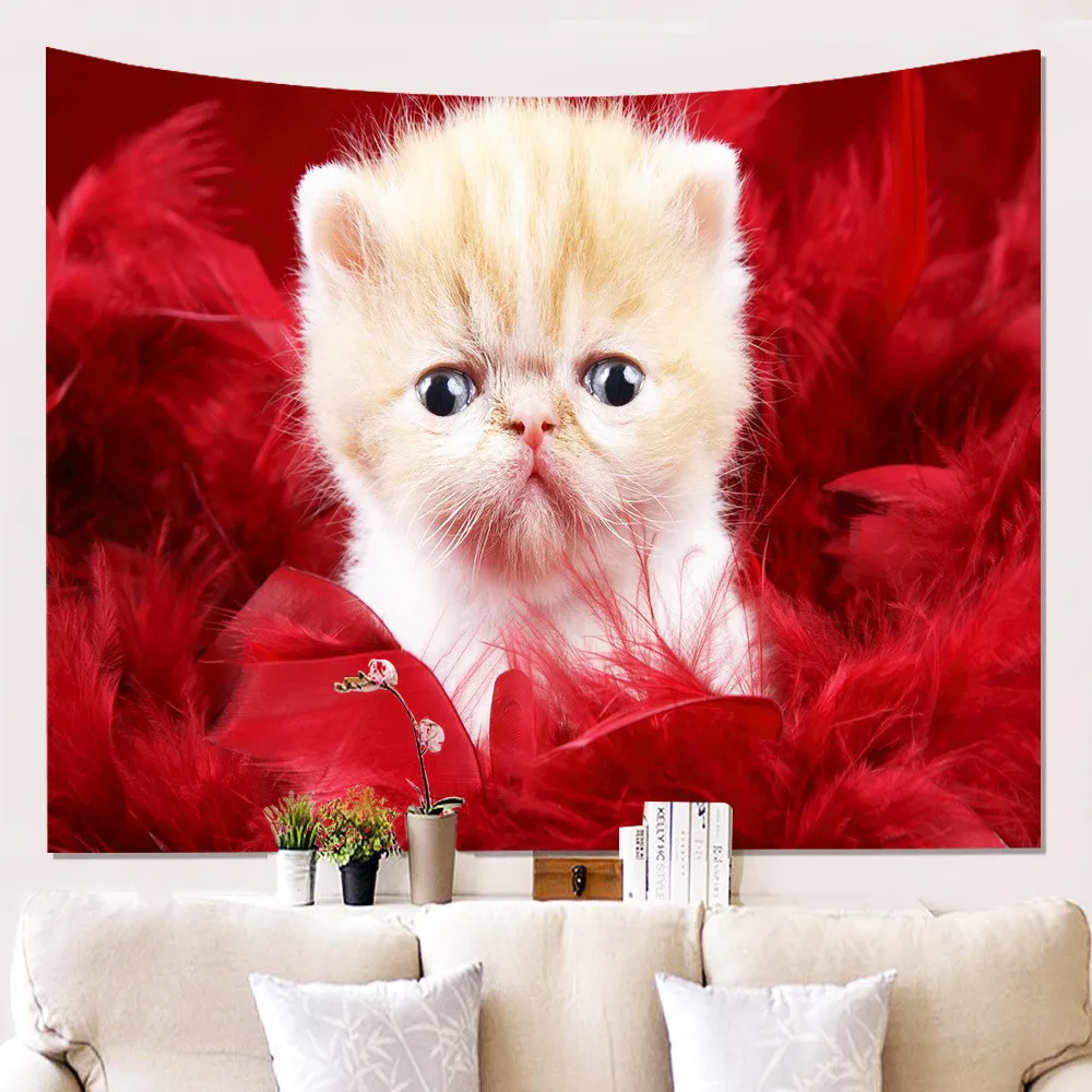 

Cat Wall Hanging Tapestry Fashion Home Living Room Bedroom 3d Printing Vivid Decor Bedspread Accessories