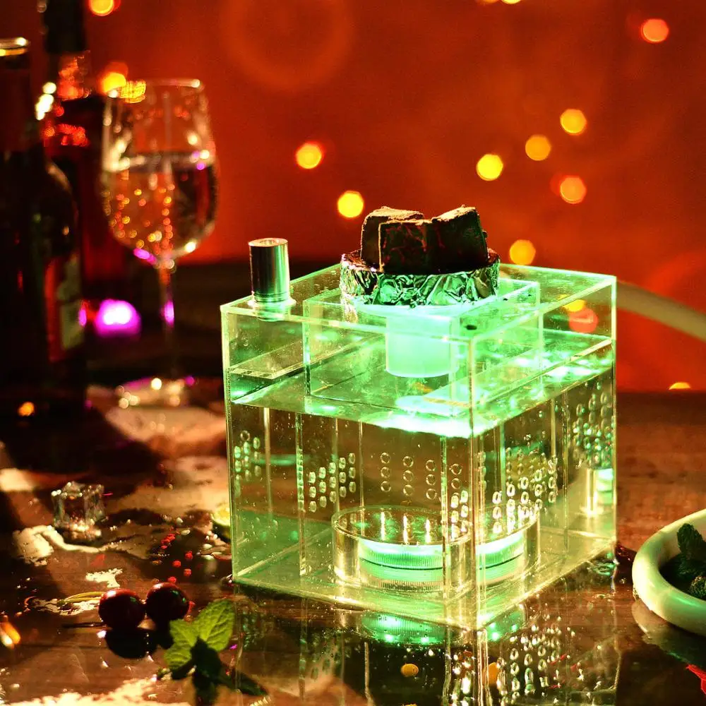 

Acrylic Hookah Shisha Pipe Narguile Cachimba sisha Nargile Chicha with LED Light Hose Bowl Charcoal Holder Tongs Accessories