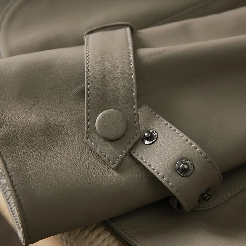 

Womens Natural Sheepskin Luxury Jacket Stand Collar Single Breasted Ladies Biker Genuine Leather Jacket Tops Autumn Outwear Coat