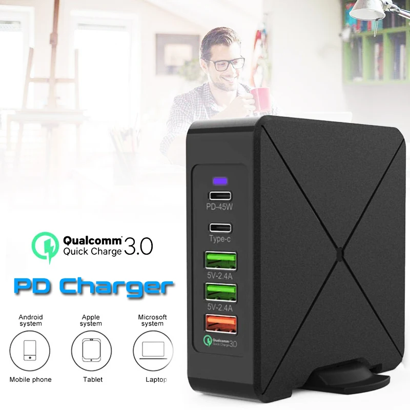 USB зарядное устройство STOD PD 45 Вт Быстрая зарядка 3,0 USB-C Быстрая зарядка для iPhone 11 Pro X 8 Macbook huawei samsung S10 Mi type C адаптер