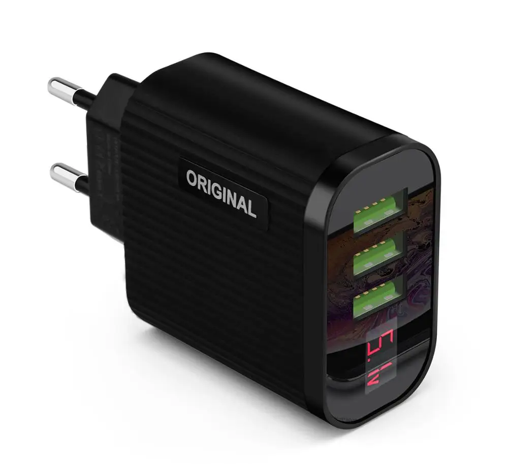 GOOJODO Цифровое зарядное устройство для телефона с 3 портами USB 3A Max умное быстрое зарядное устройство для путешествий настенное зарядное устройство адаптер для iPhone samsung Xiaomi - Тип штекера: 3 Ports Black Plug