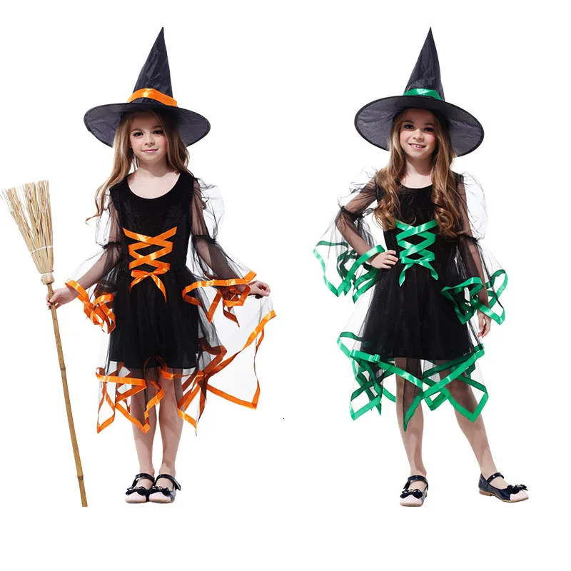 Новое поступление Хэллоуин вечерние Детский костюм ведьмы для косплея девочек