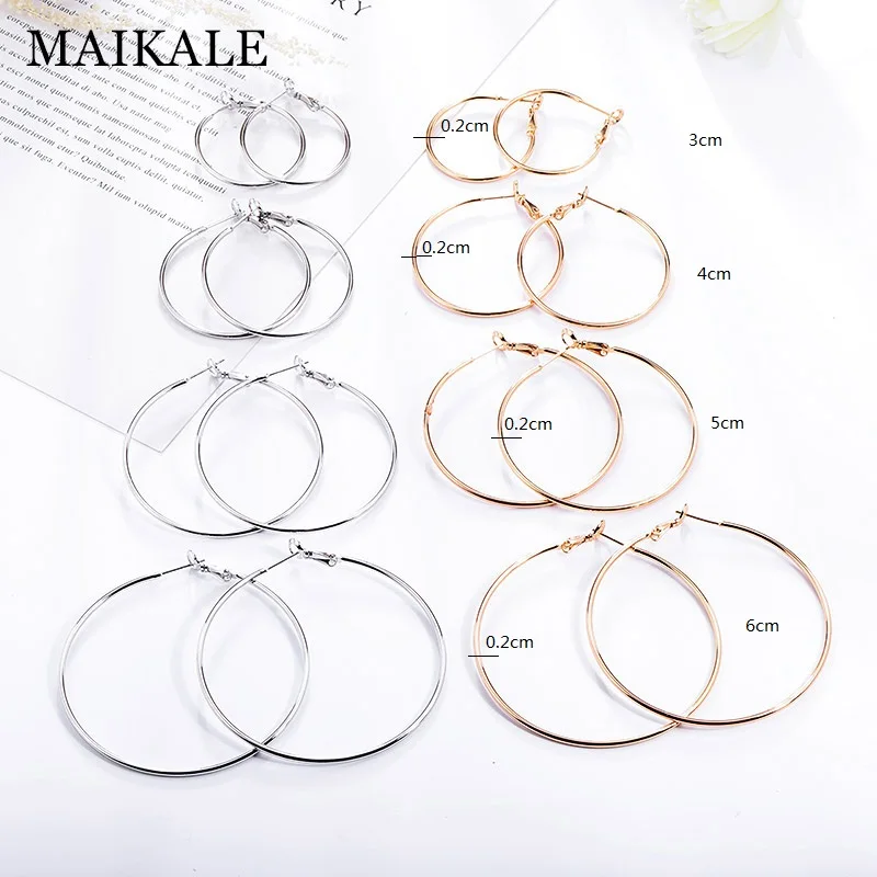 Женские Классические круглые серьги кольца MAIKALE большие/маленькие позолоченные