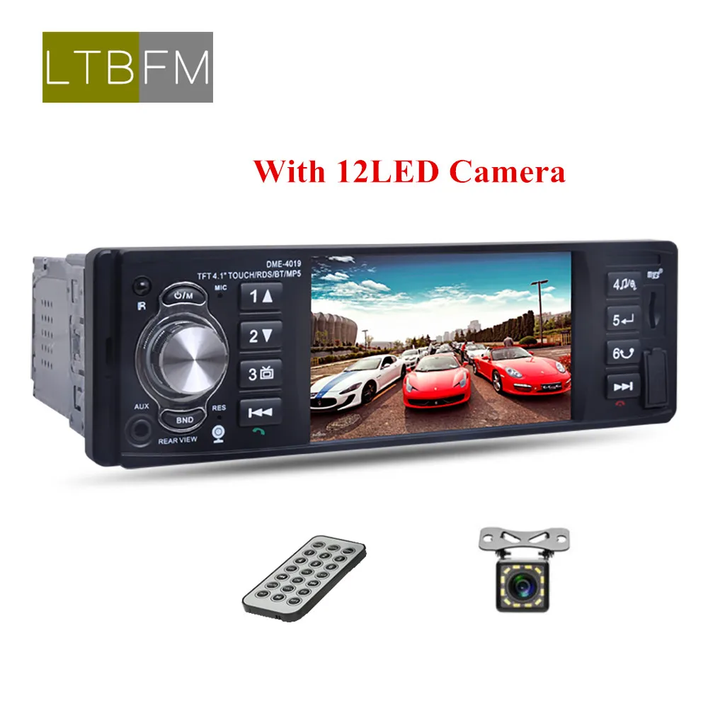 LTBFM Автомагнитола с сенсорным экраном 1din RDS мультимедиа MP5 Автомобильный плеер Стерео Авторадио Bluetooth FM AUX USB камера заднего вида - Цвет: With 12LED Camera