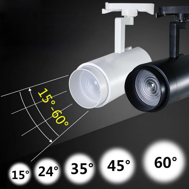 

20pcs Track Light Adjustable Focusing track lamp 15W 20W 24W 30W COB track Rail Light Spotlight Fixtures AC85-265V