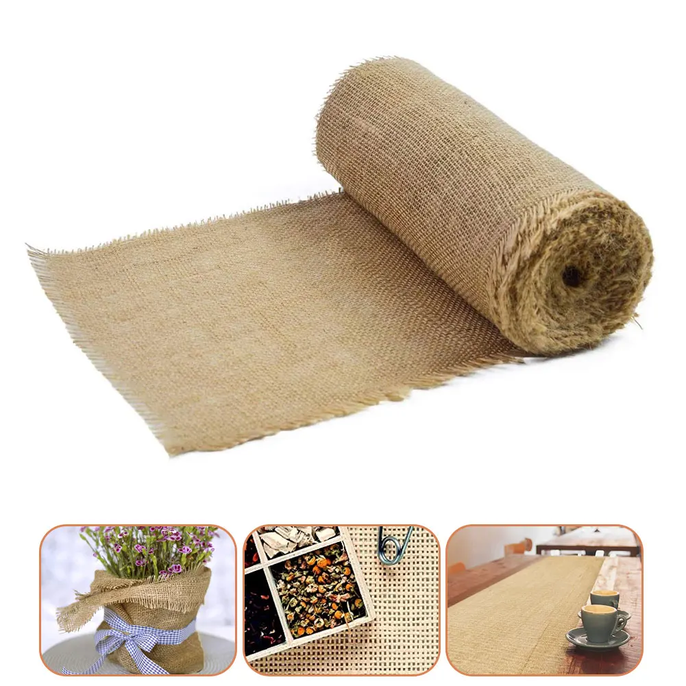 

DIY Art Jute Table Runner Natural Wedding Hessian Roll Crafts Burlap For Sofa Wedding Festival Party Event Decorations