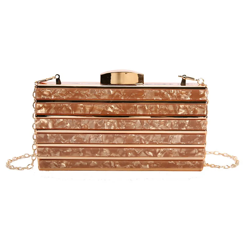 

2021 New Fashion Ladies Metal Horizontal Strip Clutch Bag Female Trend Simple Atmosphere Banquet Bag Korean Chain Dinner Bag