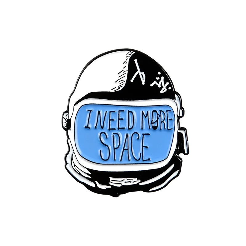 

I Need More Space Astronaut Enamel Pin Custom Cosmonaut Brooches Backpack Clothes Lapel Pin Badge Fun Jewelry Gift Kids Friends