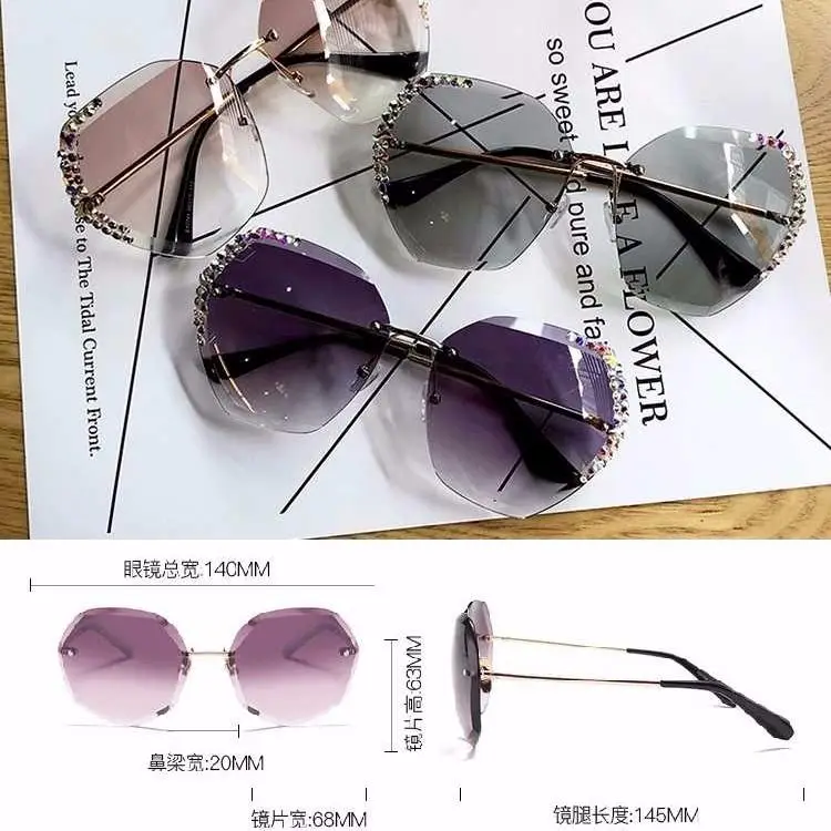 

Online celebrity ins sunglasses female diamond Korean tide round face street shooting sunscreen polarized glasses UV sunglasses