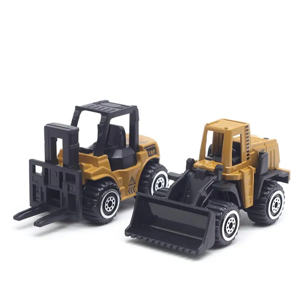

6PCS Construction Vehicle Model Toy Excavator Roller Forklift Model Mini Excavator Roller Kid Vehicle Truck Model Toy