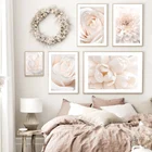 Белая Цветочная Георгин Роза Пион Минималистичная настенная Картина на холсте скандинавские постеры и принты настенные картины для декора гостиной