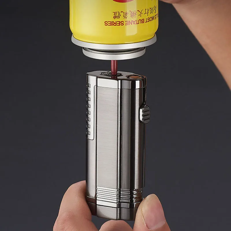 

Three Fire Blue Flame Straight Into Lighter Permanent Match Outdoor Tools Hidden Cigar Cutter Windproof Survival Accessories