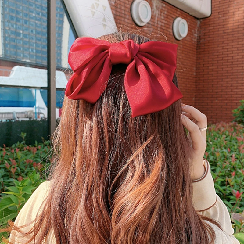 

New Fashion Sweet Solid Color Big Bow Hairpins Girls Lovely Popular Hair Clips For Women Girls Hair Accessories Headwear Gift