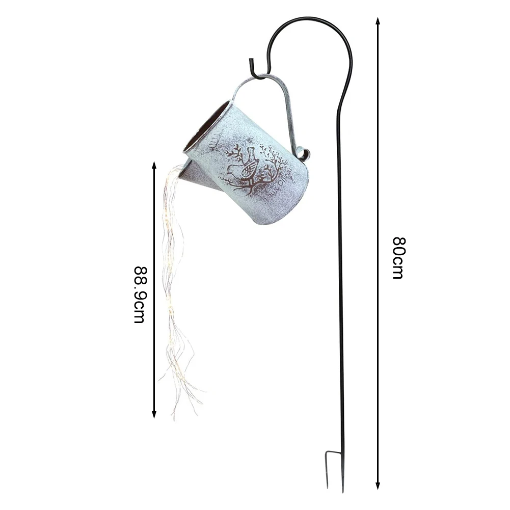 

DIY LED Wrought Iron Sprinkles Star Shower Can Statues Battery Power Art Fairylight Watering Kettle Lamp Lawn Gardening Decor