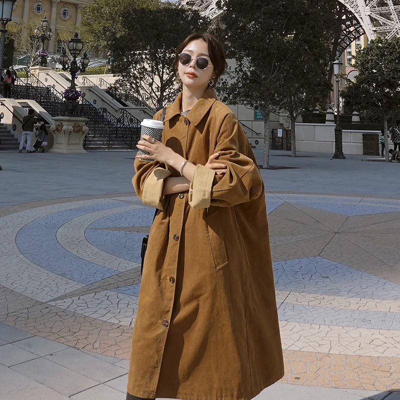 2020 Вельветовая ветровка Свободный плащ женский контроль мода новый любимый